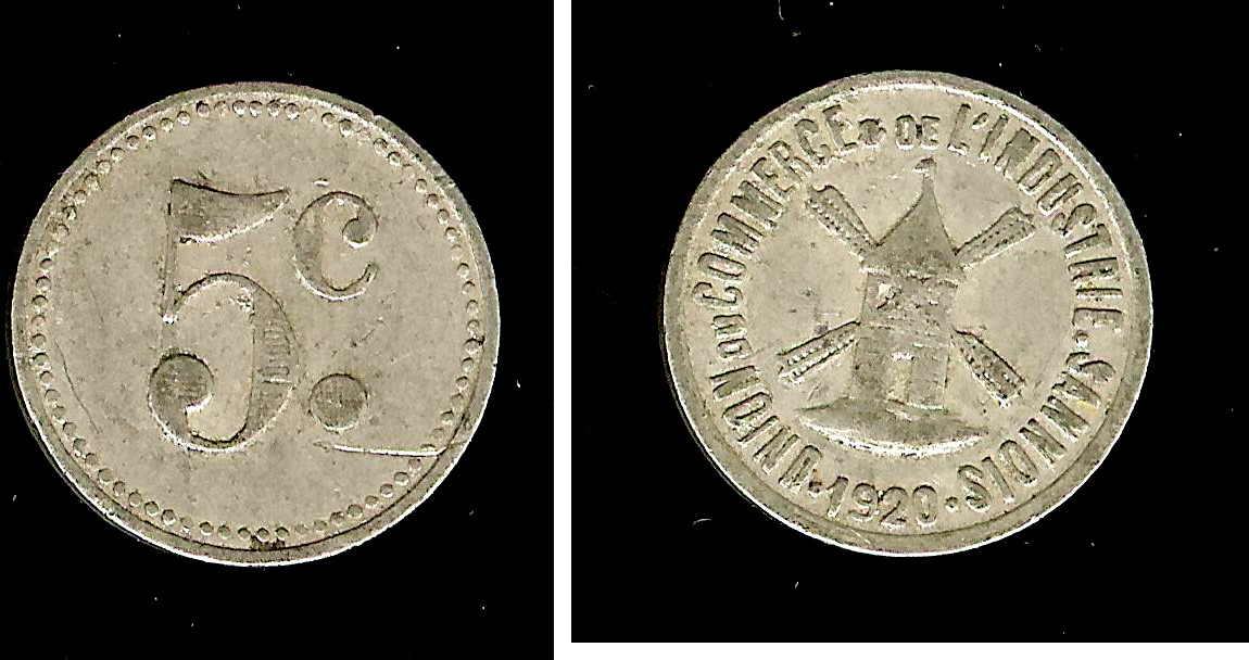 union du commerce et industrie Sannois 5 centimes 1920 TB+
